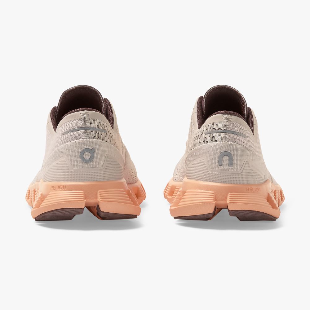 Buty Do Biegania Szosowe Damskie On Running Cloud X Szare Morelowe | CQB562IO